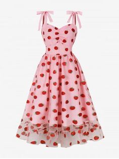 Cheap Dresses Online | ROSEGAL Party Sequin Dress, Long Dresses For Women, Pin Up Vintage, Strawberry Dress, Sleeveless Skirt, Date Dresses, Vintage 1950s Dresses, Vestidos Vintage, Sling Dress