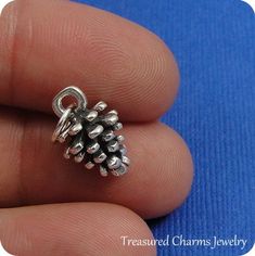 Pine Cone Charm - Sterling Silver Pine Cone Charm for Necklace or Bracelet Large Hole Beads, Christmas Charms, Dec 30, Natural Gifts, Pine Cone, Gift Jewelry, Pandora Bracelet, Beaded Dangles, Pine Cones