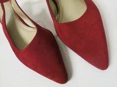 Kitten heel Red Suede SIZE 6M TALBOTS Made in Spain Too much cuteness! Sassy red suede! Excellent condition, like new Oh these are cute! Chicago Park, Red Leather Shoes, Flannel Nightgown, Panty Girdle, Kitten Heel Shoes, Womens Pumps, Slingback Heels, Leather Cuts, Slingback Shoes