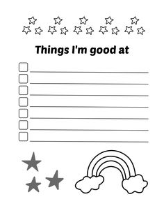 a printable worksheet with the words things i'm good at and stars