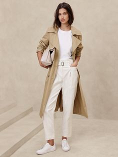 Twill Belted Tapered Pant | Banana Republic Factory Banana Republic Outfits, Cotton Twill Jacket, Weather Wear, Banana Republic Factory, Tapered Pants, Fabric Belt, Womens Fall, Outfits Casuales, Cotton Twill