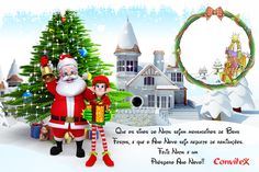 an animated christmas card with santa and elf