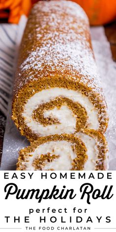 an easy homemade pumpkin roll recipe for the holidays