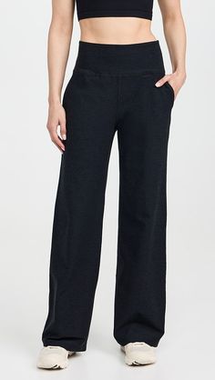 Beyond Yoga Spacedye Laid Back Pants | Shopbop Black Comfort Stretch Wide Leg Activewear, Black Comfort Stretch Wide-leg Activewear, Comfort Stretch Activewear For Loungewear With Straight Leg, Wide Leg Activewear With Pockets And 4-way Stretch, Black Wide Leg Comfort Stretch Activewear, Sports Pants With Ribbed Waistband And Straight Hem, Versatile Comfort Stretch Yoga Pants With Side Pockets, Comfortable Full-length Activewear With Pockets, Elastane Yoga Pants With Comfort Waistband For Loungewear