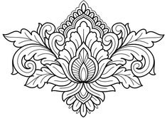 a black and white drawing of an ornate design