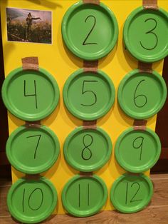 the numbers are numbered on green plates