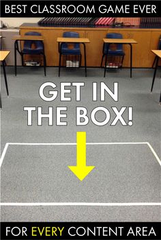 an empty classroom with the words get in the box for every content area