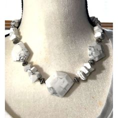 Genuine White Magnesite Stone Necklace -- 18". The Striking Look Of The Gray Webbing In The Smooth White Stone Adds Such Interest To This Piece Of Jewelry. The Stones Are Faceted And Accented With Silver-Tone Textured Bicone-Shaped Beads, And Silver-Tone Lobster Clasp. Measurement: Length: 18" Women Artisans, The Gray, White Stone, Measurement Length, Stone Necklace, Artisan Jewelry, Womens Jewelry Necklace, Lobster Clasp, Silver Tone