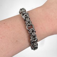 chainmail bracelet made of stainless steel. handmade. 6-8" or 7"-9" Metal Chainmail Bracelets As Gift, Hypoallergenic Metal Chain Link Bracelet, Silver Chainmail Chain Link Bracelets, Silver Chainmail Bracelet With Chain Link, Stainless Steel Chainmail Bracelet As Gift, Metal Chainmail Bracelet, Handmade Stainless Steel Link Chain Bracelet, Stainless Steel Chain Link Jewelry With Jump Ring, Silver Chainmail Bracelet As A Gift