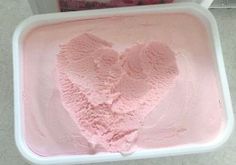 a heart shaped ice cream in a container