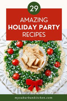 a holiday party appetizer with crackers and tomatoes