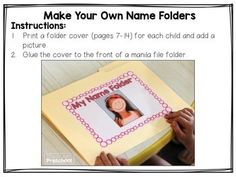 an image of a child's face on a book with the title make your own name folders