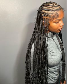 Fulani Braids With Bohemian Curls, Feed Ins With Curls, Boho Tribals With Knotless Braids, Braided Hairstyles For Black Women Cornrows, Goddess Braids Hairstyles