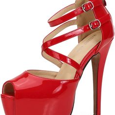 Women's Ankle Cross Strap Sandals Platform Stiletto Dress Zip - Red Brand New - Wore Once Or Twice , Indoors Only. I Can't Wear Them , Someone Needs To Show Them Off Cross Strap Sandals, Ankle Sandals, Sandals Platform, Platform Stilettos, Sky High, Cross Straps, Heeled Sandals, Platform Wedges, Beautiful Shoes