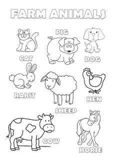 farm animals coloring pages for kids to print out and color with their own name on the page