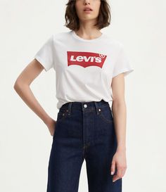 Overalls Levis, Levis T Shirt, Levis Shirt, Outfit Jeans, Pink Lady, Graphic Logo, Levi Shorts, Levis Women, Cotton Logo