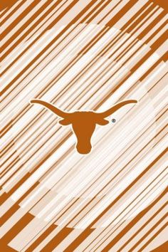 the longhorns logo is shown on an orange and white striped background with vertical lines