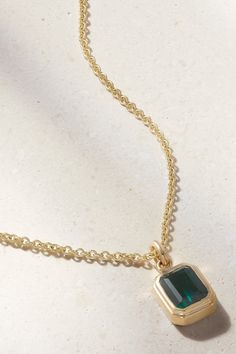 42 SUNS is inspired by Los Angeles' custom jewelry scene. Cast from 14-karat gold, this necklace features a sparkling laboratory-grown emerald set within a bezel pendant. Wear it solo or layered with longer chains. Gift Emerald Necklace With Bezel Setting, Yellow Gold Emerald Pendant Necklace, Timeless Yellow Gold Emerald Pendant Necklace, Layers Necklaces, Faceted Gold Emerald Necklace Gift, Luxe Apartment, Elegant Gold-plated Emerald Pendant Necklace, Emerald Necklace Gold, Emerald Pendant Necklace