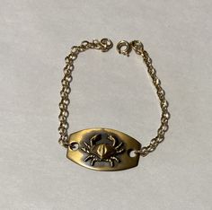 "This is a beautiful bracelet with a Crab design link. 7 1/2\" long with a spring ring closure Cancer Zodiac sign Brass Link, with a Gold Plate chain comfortable enough to wear all day Thanks for looking" Crab Design, Brass Rings, Design Bracelet, Nautical Design, Gold Plated Chains, Chain Link Bracelet, Bracelet Designs, Spring Rings, Beautiful Bracelet