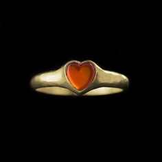 Heart Cut shape mini signet ring the ring is made in solid 18 kt gold , the D shape band is 3.5 mm wide, the smoothed bezel setting enclose the heart shape plaque of carnelian  measuring 6 mm x 6mm. The simple and the sleek design is made to be comfortable  for every day wear and to be neat  for any outfit. This Product is a Made to Order, before buying please contact me for details Heart Cabochon Ring, Cherry Chapstick, Jewelry Smithing, Quirky Ring, Bezel Setting Ring, Memento Mori Ring, Heart Signet Ring, Dope Jewelry Accessories, Memorial Ring