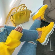 Streetwear Mode, Gold Sneakers, Sunshine Yellow, Yellow Shoes