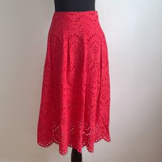 Zara Coral Red Midi Skirt. Brand New. Zipper Side Closure. Embroidered. Elegant Red Skirt For Day Out, Red Zara Skirt For Summer, Zara Red Skirt For Summer, Zara Red Skirt For Spring, Red Fitted Zara Skirt, Fitted Red Zara Skirt, Elegant Red Zara Skirt, Zara Pleated Skirt, Purple Midi Skirt