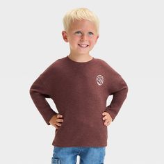 Make your little one breeze through cool-weather days in cozy comfort in this Long-Sleeve Thermal T-Shirt from Cat & Jack™. Crafted from midweight thermal fabric, this long-sleeve T-shirt helps keep them toasty all day. Designed in a solid hue with a length that hits below the hip, this crewneck tee makes a fun pairing with different shorts, pants or leggings for versatile outfit choices. Cat & Jack™: Designed for all children so you can trust it's made for yours. Soft-washed Long Sleeve Cozy Fit Top, Cozy Fit Long Sleeve Soft-washed Top, Long Sleeve Tops With Soft-washed Cozy Fit, Casual Heather Maroon Long Sleeve Top, Casual Long Sleeve Heather Maroon Top, Outdoor Crew Neck Tops With Ribbed Cuffs, Casual Cozy Fit Tops For Outdoor, Heather Maroon Long Sleeve Top For Fall, Comfortable Long Sleeve Tops For Outdoor