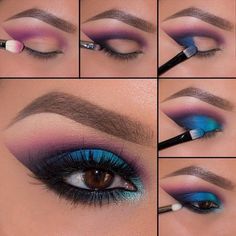 Extreme Make-up, Maquillage Yeux Cut Crease, Eyeliner Tips, Mekap Mata, 80s Makeup, Drag Make-up, Purple Eye Makeup, Smink Inspiration