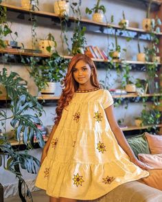 This beautiful short Habesha Kemis is a true masterpiece, with an elegant Tilf design that adds a touch of sophistication and tradition to the overall look. The intricate Tilf embroidery is present on the neckline, sleeves, and hemline, creating a mesmerizing pattern that is both intricate and modern. The Kemis is made of luxurious Fetil material, which drapes beautifully on the body, creating a flattering silhouette. The Fetil material is soft and lightweight, making it perfect for a short dres Habesha Dress, Habesha Kemis, Beautiful Sandals, Beautiful Shorts, Flowing Skirt, Vacation Dresses, Formal Event, Short Dresses, Overalls