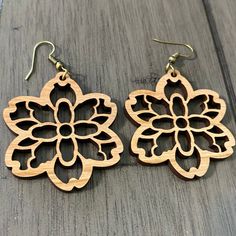 Wooden Flower Earrings / Lightweight Dangle Earrings / Wooden - Etsy Laser Earrings, Glowforge Ideas, German Christmas Markets, German Christmas, Wooden Flowers, Secret Santa Gift, Trendy Boho, Trendy Earrings, Jewelry Boho