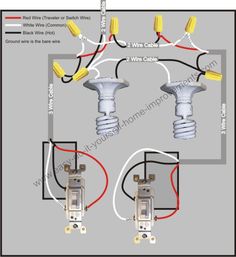 three way switch wiring with two lights in the middle and one light on each side