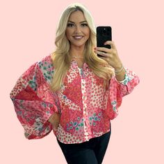 New Gorgeous New Floral Print Drapey, Button Up Blouse! So Cute & A Bit Flowy! Perfect To Dress Up Or Down, Tuck In For A Trendy Look Or Tie Front For A Fitted Look! 1 Small 2 Medium 1 Large 1 Xl Modeled Pic Is More Magenta! Boho Wear, Stretch Lace Top, Black Stretch Lace, Silk Long Sleeve Blouse, Purple Blouse, Purple Shirt, Tie Blouse, Button Up Blouse, Floral Print Blouses