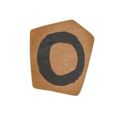 a brown and black object on a white background with the letter o in it's center