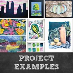 the cover of project examples is shown in black and white, with colorful paintings on it