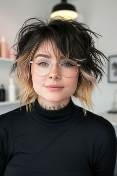 Luxurious Pixie Haircuts to Try Shag Haircut With No Bangs, Women Undercut Medium Hair, Shag Undercut Hair, Shaggy Hair With Undercut, Short Modern Haircuts, Alternative Medium Length Haircut, Bob Wolf Cut Hair Short, Balayage Shag Hair Short, Peekaboo Hair Color Short Bob Hairstyles