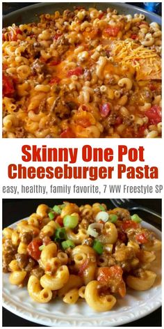 Skinny One-Pot Cheeseburger Pasta Skillet is a comfort food favorite made with lean ground beef, chicken broth, tomatoes, and macaroni & cheese - only 340 calories, 7 Weight Watchers Freestyle SmartPoints! #simplenourishedliving #ww #weightwatchers #wwfamily #wwsupport #wwcommunity #easyhealthyrecipes #smartpoints #wwfreestyle #wwsmartpoints #smartpointsfam #beyondthescale #becauseitworks Cheeseburger Pasta Skillet, Pasta Skillet, Cheeseburger Pasta, Skillet Pasta, Weight Watcher Dinners, Hamburger Helper, Comfort Food Recipes Dinners, Easy Comfort Food, Healthy Comfort Food