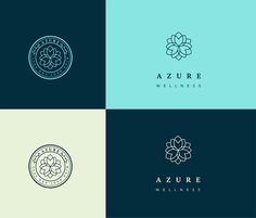 four different logos for the azure health and well - being brand, including an image of