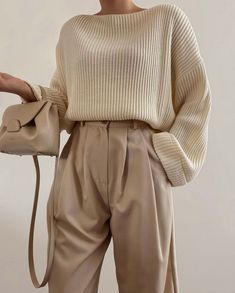 Cozy Fancy Outfits, Neutral Aesthetic Outfits Winter, Summer To Winter Outfits, Women’s Spring Dresses, Neutral Womens Outfits, Cream Aesthetic Outfit, Beige Aesthetic Clothes, Office Outfits Aesthetic, Nuetral Pallete Outfits