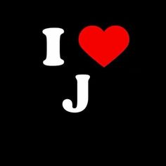 the word i love j is written in white on a black background with a red heart