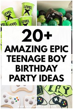 Teenage boys birthday party ideas decor themes and games Sweet 16 Birthday Party Ideas, 16 Birthday Party Ideas, Boy 16th Birthday, Boys Birthday Party Decorations, 12 Birthday, Gamer Birthday