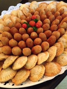 a platter filled with food on top of a table