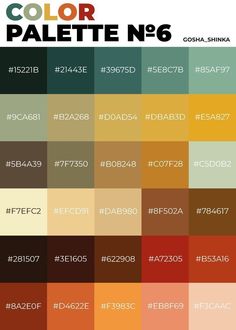 color palette no 6 with the names in different colors