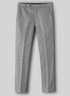 In suiting world, versatility is hard thing to find, but our Vintage Plain Gray Tweed pants offer a sharp sartorial figure one can have. Crafted from wool, the pants are something that will stand up to the rigors of cafe meetings and if work constantly has you on-the-go. Pair it with a matching waistcoat and jacket, a crisp white shirt and polished black derby shoes.  Look Includes   Vintage Plain Gray Tweed Fabric  Cross Pocket  Flat Front  Two Welted Back Pockets on Trousers   Click 'Customize Now' to modify the look if needed.  Lining: Viscose; Dry Clean. Formal Tweed Pants With Herringbone Pattern, Formal Tweed Bottoms With Herringbone Pattern, Classic Wool Dress Pants For Winter, Formal Wool Pants With Herringbone Pattern, Formal Tailored Tweed Bottoms, Tailored Tweed Bottoms For Formal Occasions, Formal Tweed Tailored Bottoms, Elegant Tweed Pants For Business, Classic Tweed Business Pants