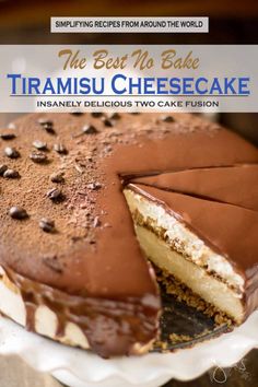 the best no bake tirami cheesecake is on display