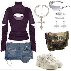 Airport Fit, Purple Fits, Outfit Layout, Outfits Y2k, Indie Fashion, Outfit Combinations