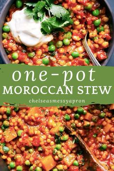 one pot moroccan stew with peas and carrots