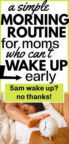 Morning Routine for Moms Who Can't Wake Up Early: can't wake up before your kids? (or won't?) That's ok! You can still have a morning routine that fills your cup without getting up early. Put on a tv show (they'll be ok - promise) and borrow this simple morning routine. No more shame for not waking up early! Embrace who you are and enjoy your mornings again. Morning Routine For Moms, Simple Morning Routine, Get Up Early, A Morning Routine, Wake Up Early, Feeling Guilty, Getting Up Early, How To Wake Up Early, Living Life