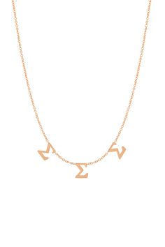 Celebrate sisterhood and commemorate an unforgettable time of your life. Designed in our original Spaced Letter style, BYCHARI is the first to do sorority necklaces in this super chic and special way. Rush to get yours, or give a sentimental gift to pledge your love to someone close to you. Always better when wearing your letters! Click here to add a diamond to your custom necklace! Made to order. Will require 3-4 weeks to produce. Personalized Sorority Jewelry Gift, Sigma Sigma Sigma, Alpha Sigma, Time Of Your Life, Sentimental Gifts, Custom Necklace, Rose Color, Sorority, Chain Lengths