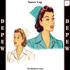 Vintage Sewing Pattern Ladies' 1940s Nurses' Cap Hat -INSTANT DOWNLOAD PDF Vintage Nurse Uniform, Apron Pinafore, Basic Language, Vintage Nurse, Types Of Patterns, Hat Patterns To Sew, S Letter, Nurse Hat, Nursing Cap