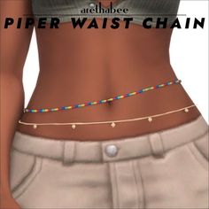 a woman's waist with colorful beads on it and the bottom part of her stomach